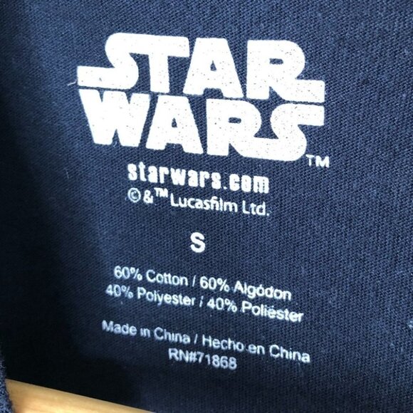 Star Wars Darth Vader Navy Blue Graphic T-Shirt with Sequin Sleeves Size Small - Picture 4 of 5